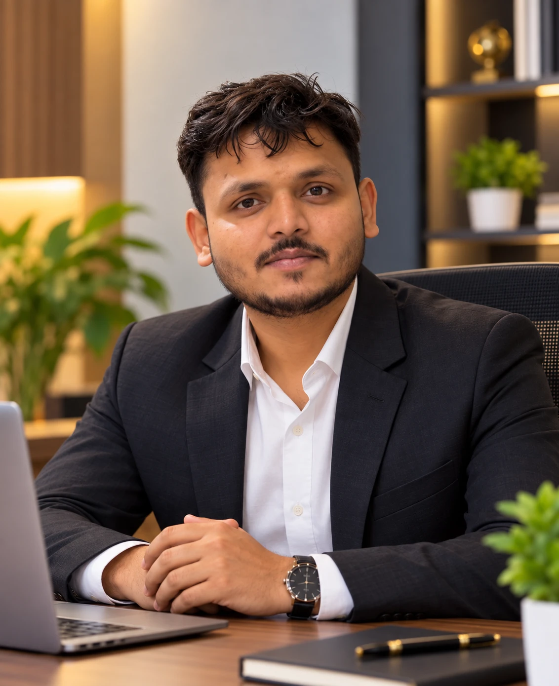 Amandeep Sarahiya, AEO consultant, at his desk