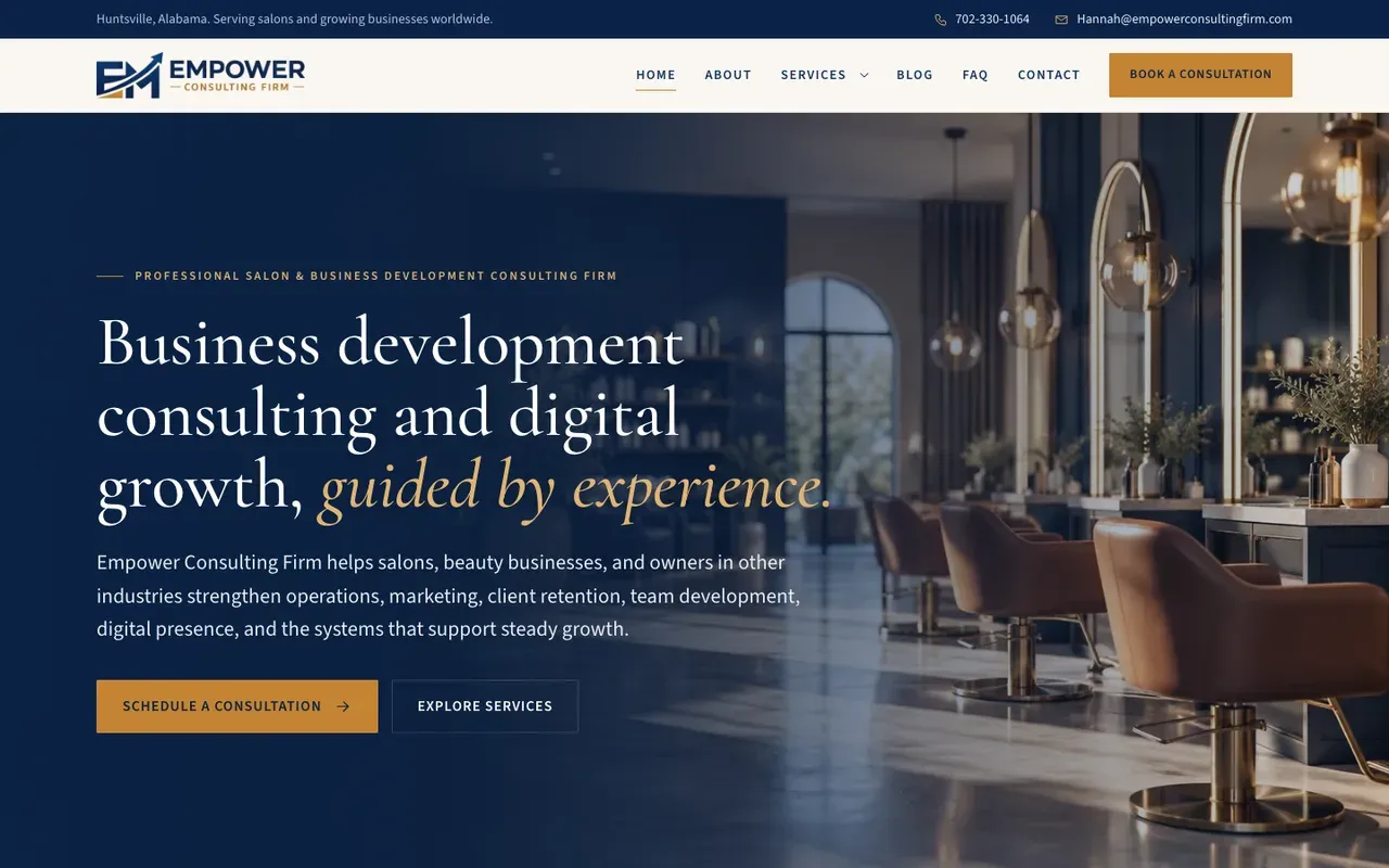 Homepage of empowerconsultingfirm.com — website designed and built for Empower Consulting Firm